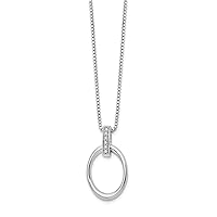 925 Sterling Silver Polished Spring Ring White Ice .06ct. Diamond Necklace 18 Inch Measures 15mm Wide Jewelry Gifts for Women