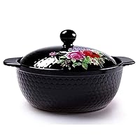 Black Enameled Ceramic Soup Pots Stewpot Stewing Casserole Ceramic Cooking Pot Ceramique