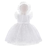 Dressy Daisy Creamy White Christening Dresses Baptism Gown Outfit with Lace Bonnet for Baby Infant Girl Size 6 to 24 Months