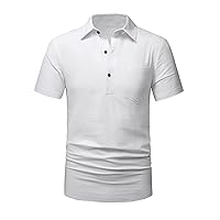 Men's Golf Shirts with Chest Pocket Turndown Collar Polo Shirt Slim Fit Workout Short Sleeve T-Shirt Casual Plain Tee
