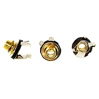 3-pack of Gold 1/4-inch (0.25 inch) Mono Guitar Jacks
