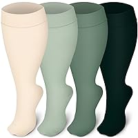 4 Pairs Plus Size Compression Socks for Women and Men Wide Calf 20-30mmhg Extra Large Knee High Support for Circulation