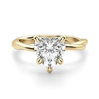 14K Solid Yellow Gold Handmade Engagement Ring 1.00 CT Heart Cut Moissanite Diamond Solitaire Wedding/Bridal Ring for Her/Women Promise Ring