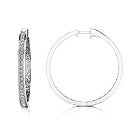 1.00 to 2.25 Ct. Avariah 14k Solid Gold Natural Large Prong Set Diamond Lined Hoops (F-G Color, VS2-SI1 Clarity)