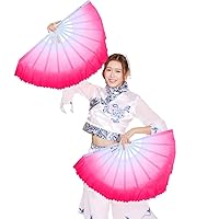 ZooBoo 1 Pair Plastic Taichi Kungfu Fan Dancing Fans Sports Folding Hand Fan 13 inch (Pink)