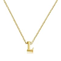 Initial Letter L Personalized Serif Font Small Pendant Necklace Thin 1mm Chain Holiday Gift Jewelry Gift