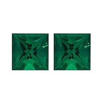 0.49-0.63 Cts of 4x4 mm AAA Square Lab Created Emerald (2 pcs) Loose Gemstones