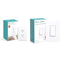 Light Switch by TP-Link, Single Pole, Needs Neutral Wire, 2.4Ghz WiFi Light Switch, 1-Pack, White & Plug by TP-Link, in-Wall Smart Home WiFi Outlet Compatible with Alexa, Echo, Google Home