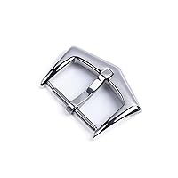 18mm Quality Stainless Steel Folding Pin Buckle for Patek Philippe for Nautilus Leather Rubber Watchband Strap Deployment Clasp (Color : Silver Pin, Size : 18mm)