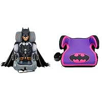 KidsEmbrace 2-in-1 Forward-Facing Harness Booster Seat, DC Comics Batman Caped Crusader & DC Comics Batgirl Backless Booster Car Seat with Seatbelt Positioning Clip, Purple and Pink