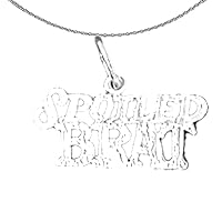 Gold Saying Necklace | 14K White Gold Spoiled Brat Saying Pendant with 16