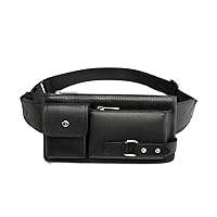 GMOIUJ Men's Waist Bag PU Leather Male Fanny Pack Male Shoulder Chest Bags for Phone Hip Sack Man Belt Pouch Banana Bum Bag (Color : D, Size : 24cmx4cmx12cm)