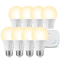 Smart Light Bulb Starter Kit, Smart Bulbs that Work with Alexa, Google Home, 2700K Soft White Alexa Light Bulbs, A19 E26 Dimmable Bulbs 800LM, 9 (60W Equivalent), 8 Bulbs with Hub, New