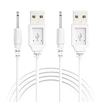 Bicmice USB DC Charging Cable 2.5mm DC Charger Cord 2.7Ft Replacement for Massager-2 Pack(White)