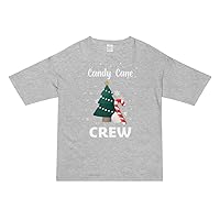Candy Cane Crew Heart Star Christmas Tree Unisex Oversized Tee