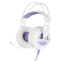 White Purple Gaming Headset for Xbox One, PS4, 3.5mm Over Ear Headphones with Microphone, Soft Earmuffs Bass Surround Compatible with PC Laptop Nintendo Switch Games - Purple