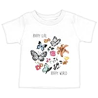 Happy Girl Happy World Baby T-Shirt - Butterfly Inspired Apparel - Nature Inspired Clothing