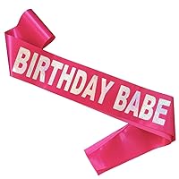 Birthday Babe Sash, Birthday Sash for Girls, Birthday Gifts for Women, Pink and Silver Birthday Party Decorations and Supplies