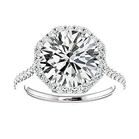 Siyaa Gems 3 CT Round Moissanite Engagement Ring Wedding Eternity Band Vintage Solitaire Halo Silver Jewelry Anniversary Promise Vintage Ring Gift