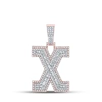 The Diamond Deal 10kt Two-tone Gold Mens Baguette Diamond X Initial Letter Charm Pendant 2 Cttw