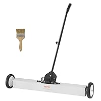 VEVOR 55Lbs Rolling Magnetic Sweeper with Wheels, 36-inch Large Magnet Pickup Lawn Sweeper with Telescoping Handle, Push-Type Magnetic Pick Up Sweeper, Easy Cleanup of Workshop Yard Garage