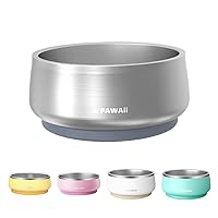 Pawaii Dog Bowl, Dog Food Water Bowl with Non-Slip Rubber Base, Metal Insulated Stainless Steel Dog Bowls, Double Wall Dog Bowl for Small Medium Large Dogs, Durable, Dishwasher Safe, 68oz