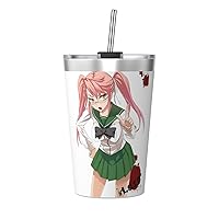 Highschool Of The Dead 12OZ Thermos With Conical Straw Insulated Kettle Stainless Steel Mug Cup Thermal Flask