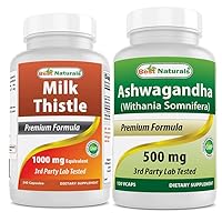 Best Naturals Milk Thistle Extract 1000mg & Ashwagandha Extract 500 Mg