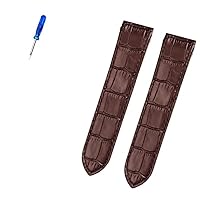 Premium Leather Strap Accessories for Cartier Santos 100 Men and Women Leather Strap 20mm 23mm (Color : Brown no Buckle, Size : 23mm)