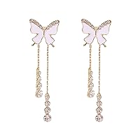 Womens Jewelry Butterfly Tassel Earrings For Teen Girls Minimalist Piercing Studs Trendy Earrings