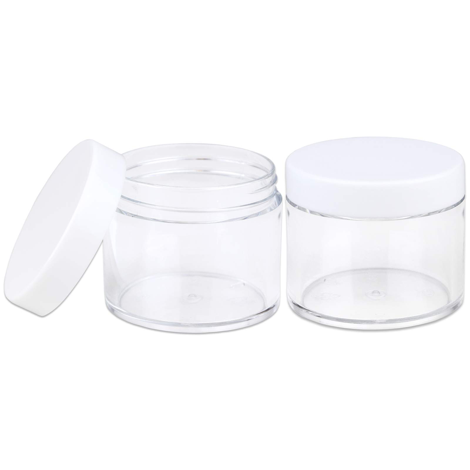 Beauticom 60 Grams/60 ML (2 Oz) Round Clear Plastic Container Jars with White Lids Storage Makeup Cosmetic Lotion Scrubs (3 Jars)