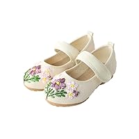 Girl's 3D Embroidery Mary-Jane Shoes Kid's Cute Flat Shoe