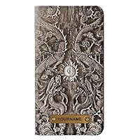 RW3395 Dragon Door PU Leather Flip Case Cover for iPhone 11 Pro Max with Personalized Your Name on Leather Tag
