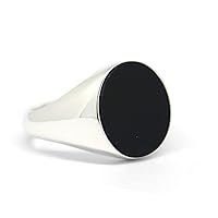 Mens Jewelry Genuine Sterling Silver Black Onyx Oval Signet Ring
