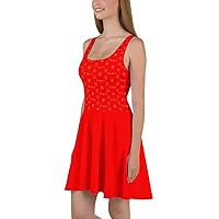 Fashion's Elegance Collection Red and Tan Skater Dress