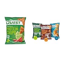 Quest Nutrition Tortilla Style Protein Chips, Chili Lime, Baked, 1.1 Oz, Pack of 12 & Protein Chips Variety Pack, High Protein, Low Carb, 1.1 Ounce