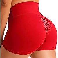 Women Crossover High Waist Workout Biker Shorts with Pockets Sexy Booty Lifting Gym Shorts Yoga Pants S-XL