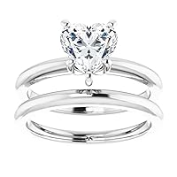 JeweleryArt 1 CT Heart Cut VVS1 Colorless Moissanite Engagement Ring Set, Wedding/Bridal Ring Set, Sterling Silver Vintage Antique Anniversary Promise Ring Sets Gift for Her