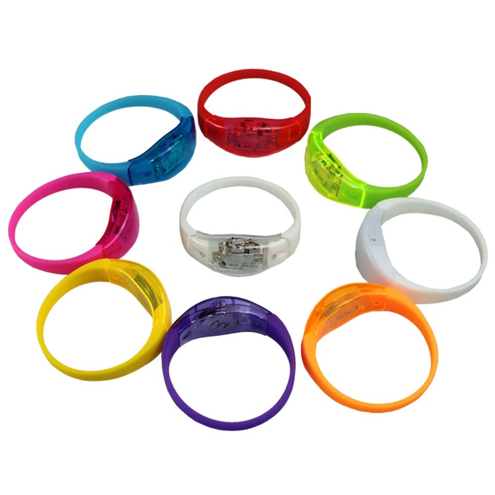 Voice Activated Sound Control LED Flashing Bracelet Wristband Bangle for Christmas Party Favors, 10Pcs