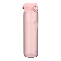 Ion8 1 Litre Water Bottle, Leak Proof, Flip Lid, Carry Handle, Rapid Liquid Flow, Dishwasher Safe, BPA Free, Soft Touch Contoured Grip, Ideal for Sports, Carbon Neutral, 32 oz, Rose Quartz Pink