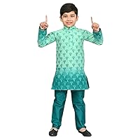 Printed Dupion Silk Kurta & Pajama Set for Boys Best for Ethnic Wear, Casual Wear, Party Wear
