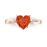 Clara Pucci 2.16ct Heart Cut Criss Cross Twisted Solitaire Halo Red Simulated Diamond designer Modern Statement Ring Solid 14k Rose Gold