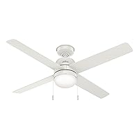 Hunter Fan 52 inch Contemporary Fresh White Finish Outdoor Ceiling Fan with Light Kit and Pull chain (Renewed)