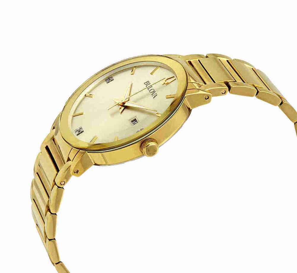 Bulova Men's 3-Hand Quartz Watch with Diamond Dial and Edge to Edge Crystal