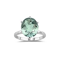 3.33 Ct 12x10 mm AA Oval Green Amethyst Solitaire Ring -14K White Gold