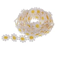 3 Yard 25mm Daisy Sun Flower Decorating Lace Trims Ribbon Embroidered Applique Patches for Sewing and Art Craft Projects White Yellow Fashion Book