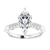 Moissanite 3 CT Engagement Ring for Women Colorless Marquise Cut Moissanite Diamond Halo Solitaire Bridal Wedding Rings Handmade Anniversary Propose Gifts