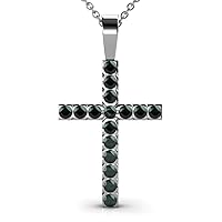 Emerald Cross Pendant 0.80 ctw 14K Gold. Included 16 Inches 14K Gold Chain.