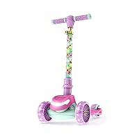 Disney Kids Kick Scooter, LED Lights on Stem & Light-Up Wheels, Lightweight Frame, Height-Adjustable Handlebar, Lean-to-Steer System, Easy-Fold Mechanism