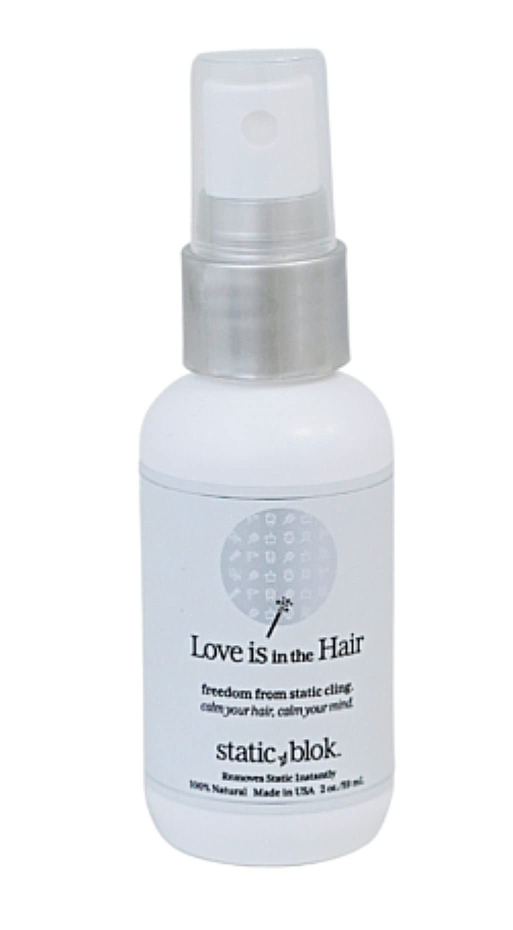 Static Blok For Hair (2oz Love Is In The Hair) Static Eliminator For Hair, Anti-Static Spray